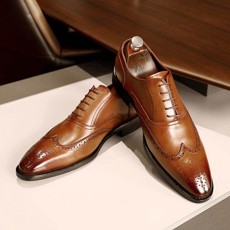 Men's Leather Shoes Shoes Rubber Sole Leather Shoes Oxford Shoes - Mubimart