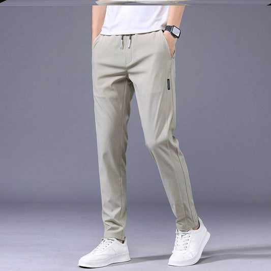 Drawstring Trousers Thin Casual Pants Korean Version Loose Straight Sweatpants Mens Clothing - Mubimart