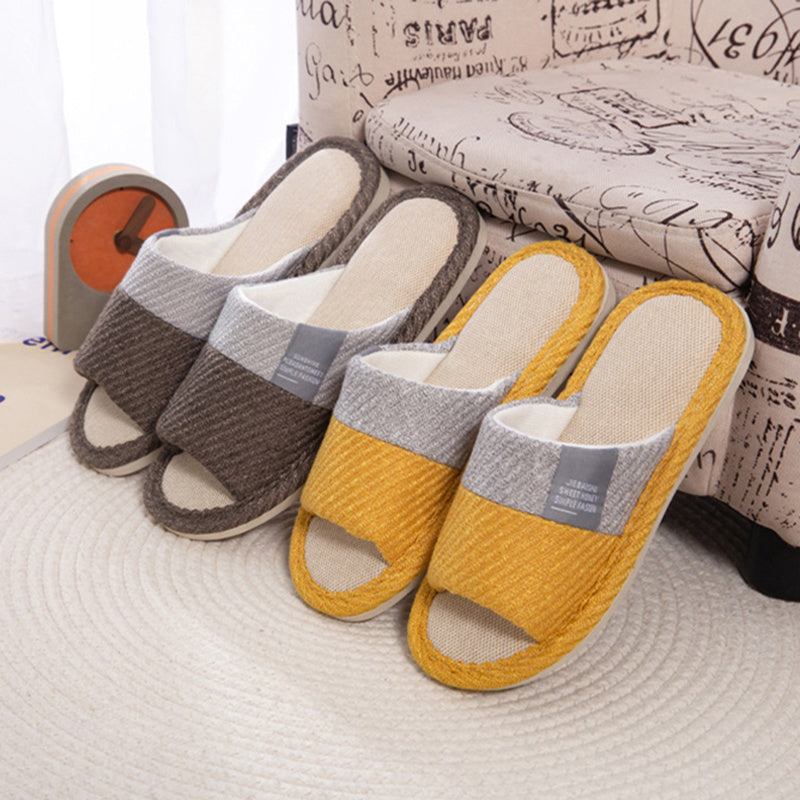 Linen Slippers House Shoes Women Bedroom Slippers - Mubimart -  