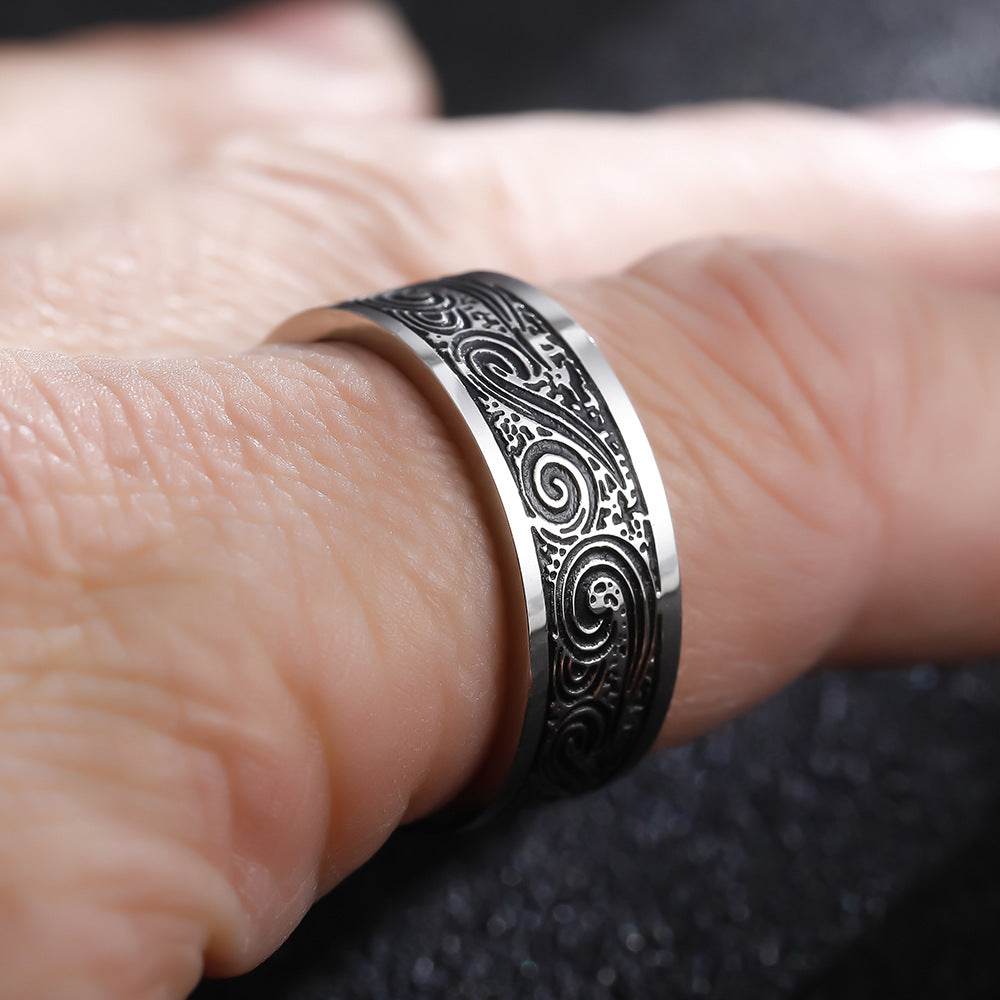 Titanium Steel Retro Men Ring - Mubimart
