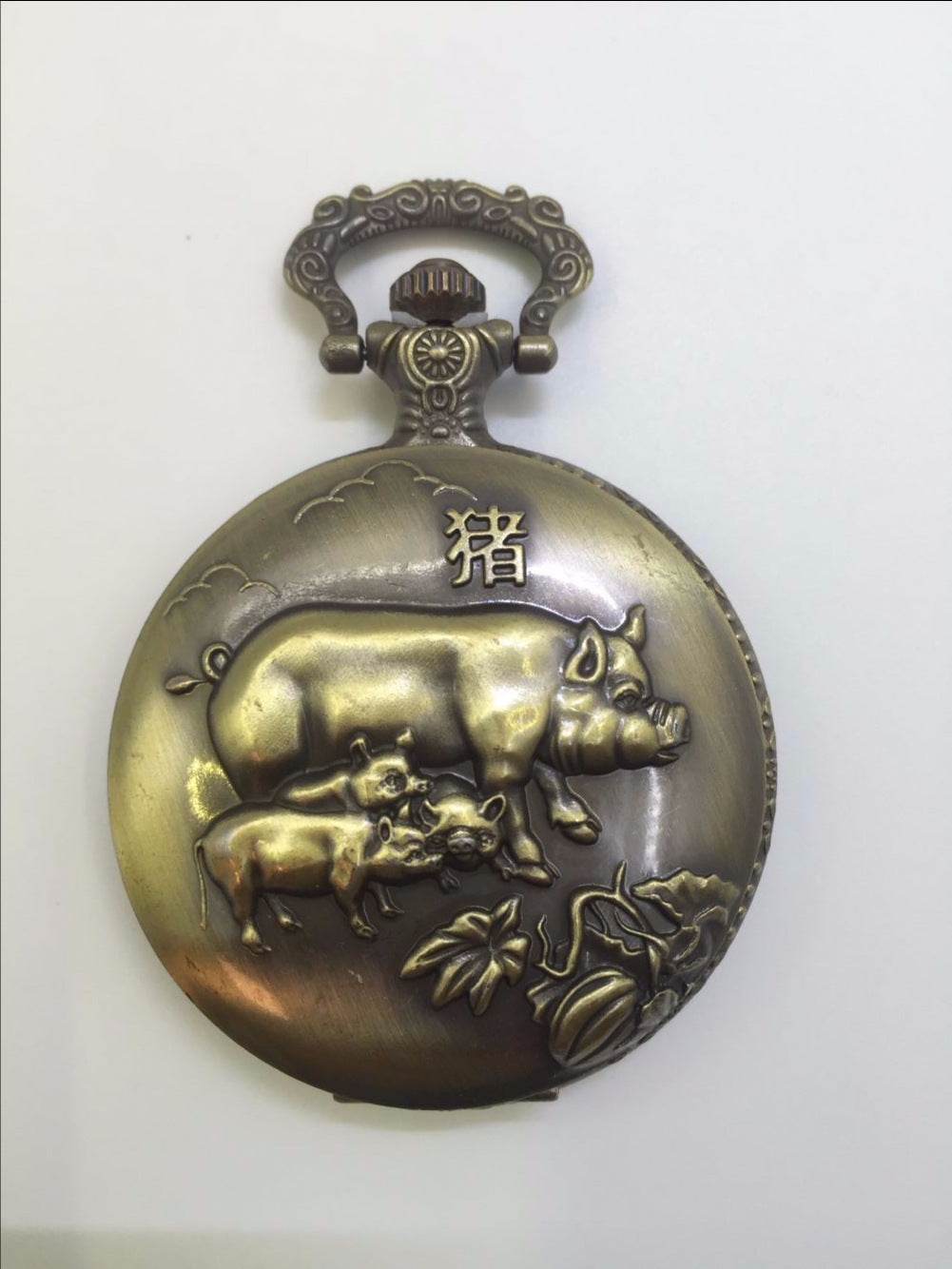 Retro Antique Chinese Pendant Necklace Mens Round Bronze - Mubimart