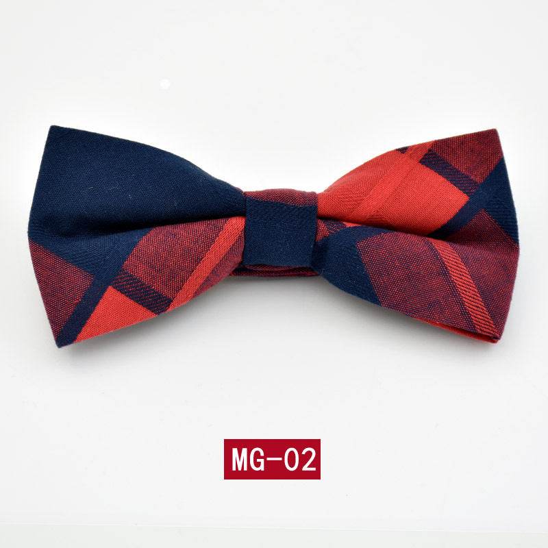 Cotton Bow Tie Men's Wedding Groom Plaid Bow - Mubimart