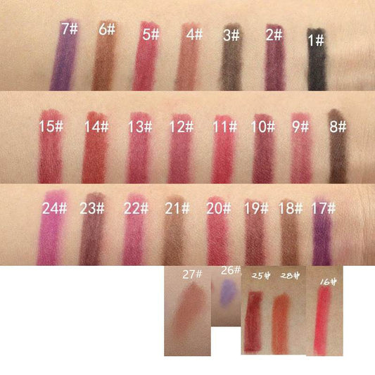 12 Colors Dark Coffee Brown Black Rose Red Eyebrow Eyeliner Lip Pencil - Mubimart