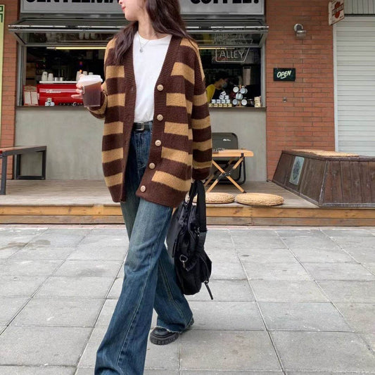 American Style Retro Rough Hem Micro Flare Jeans - Mubimart