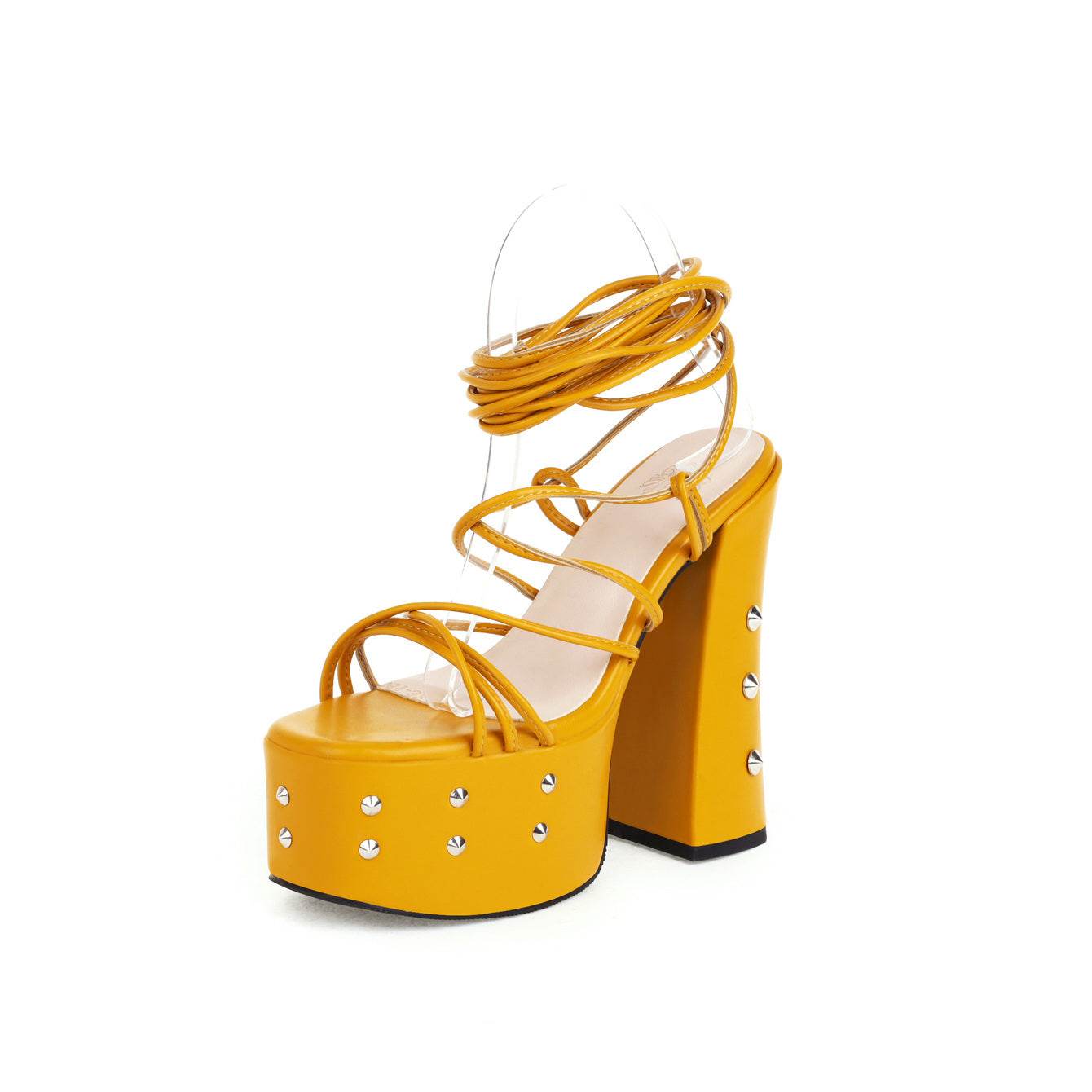Summer New Open-toe Chunky Heel Strappy High-heeled Sandals - Mubimart