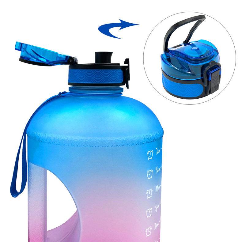 Sports Bottle Plastic Bouncing Cup Frosted Gradient Fitness Space Cup - Mubimart