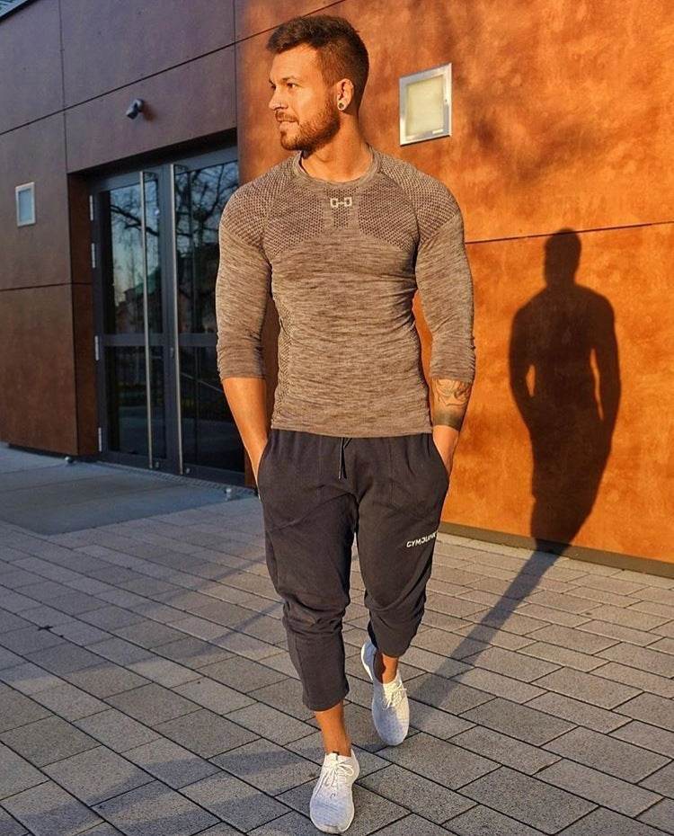Workout Exercise T-shirt High Elastic Tights Long Sleeve Bottoming Shirt - Mubimart