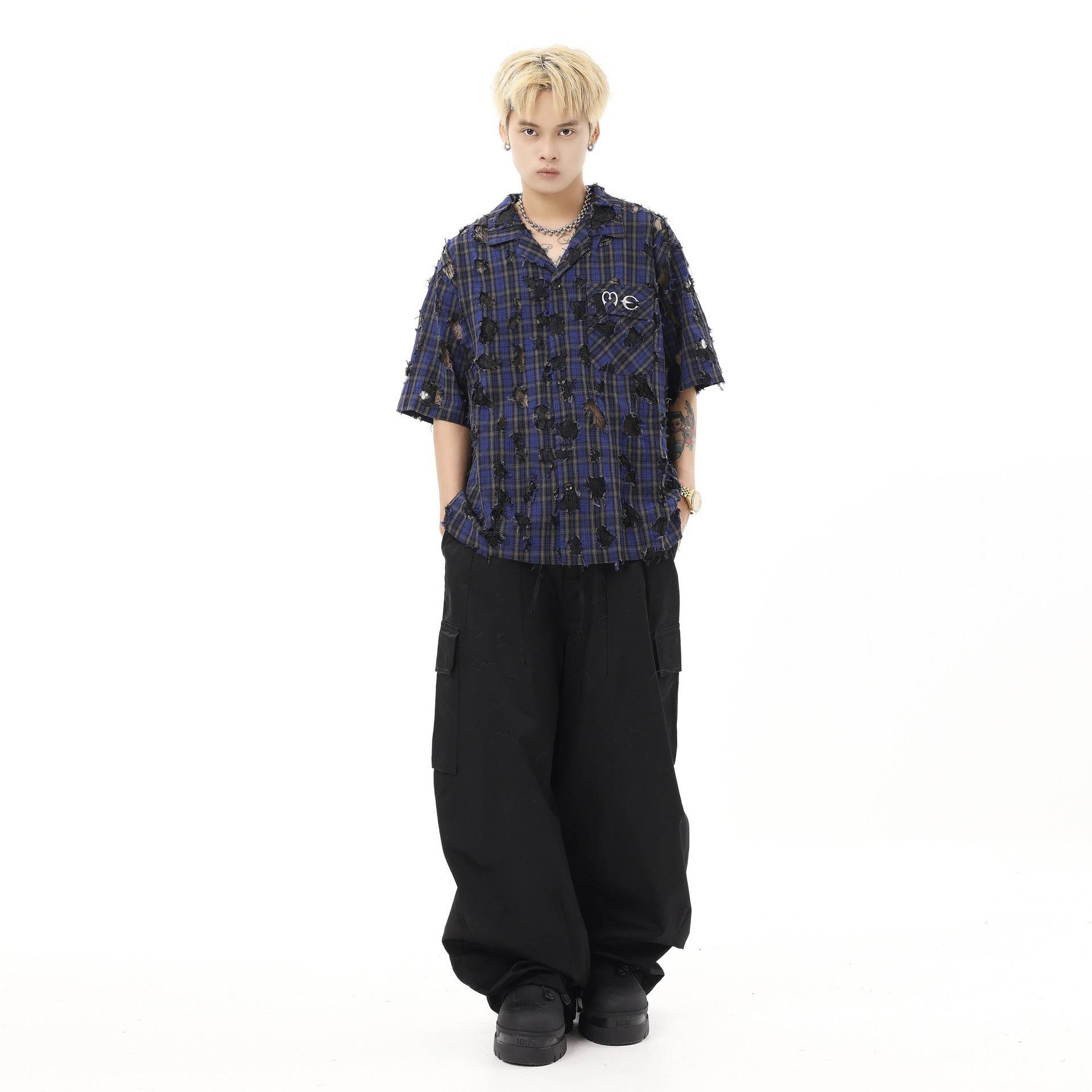 American-style Retro Ankle-tied Hiphop Khaki Overalls - Mubimart