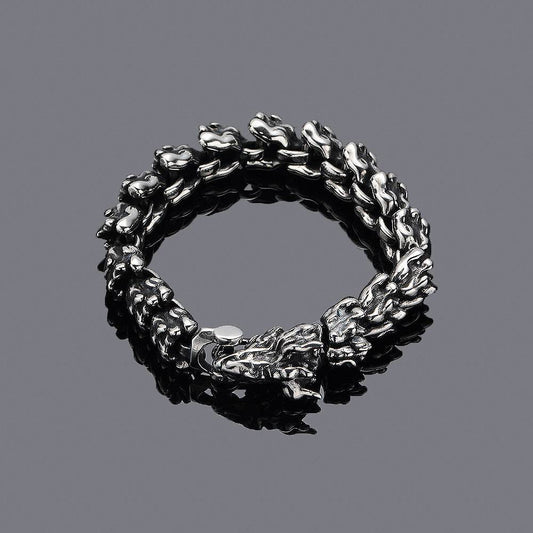 Mens Fashion Vintage Dominant Dragon Head Bracelet - Mubimart