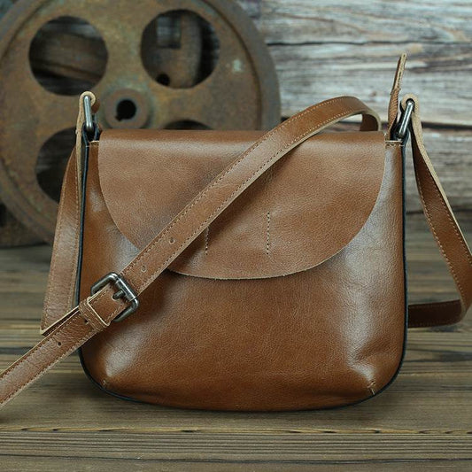 Retro Simple Leather Crossbody Bag For Women - Mubimart