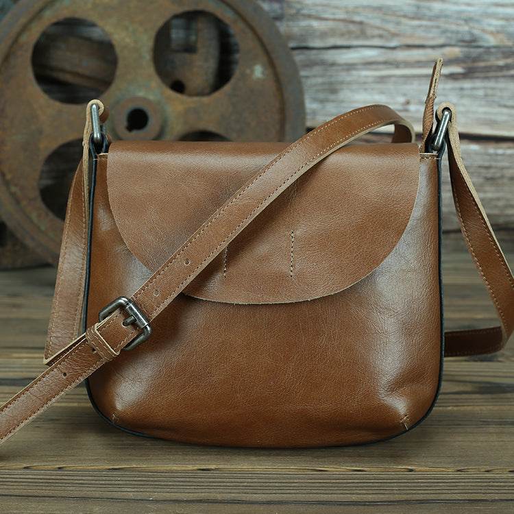 Retro Simple Leather Crossbody Bag For Women - Mubimart