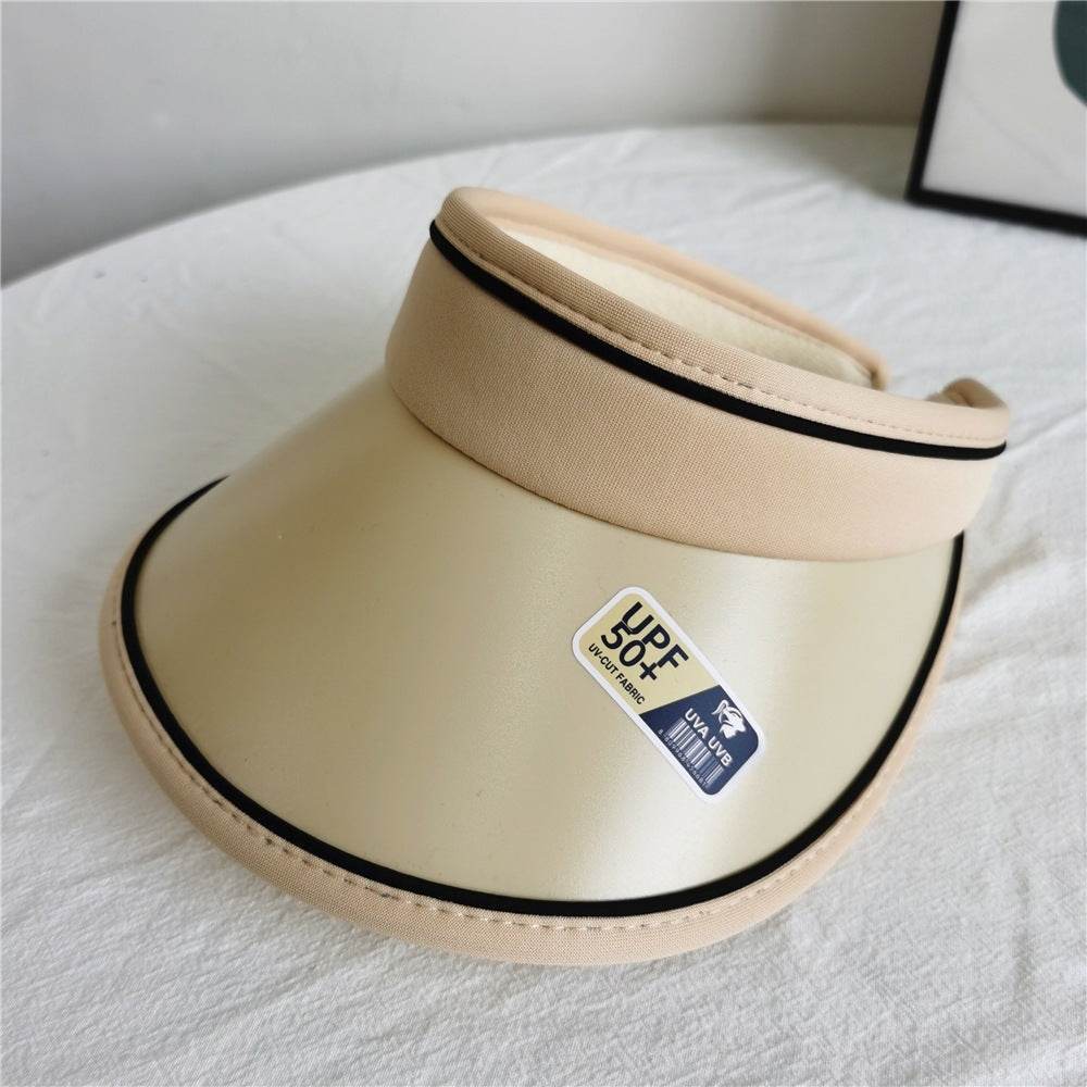 Women Summer Anti-Uv Sun Hat Wide Brim Beach Empty Top Visor Hats Adjustable Plastic Pvc Sunscreen Cap Female Outdoor Spor Cap - Mubimart