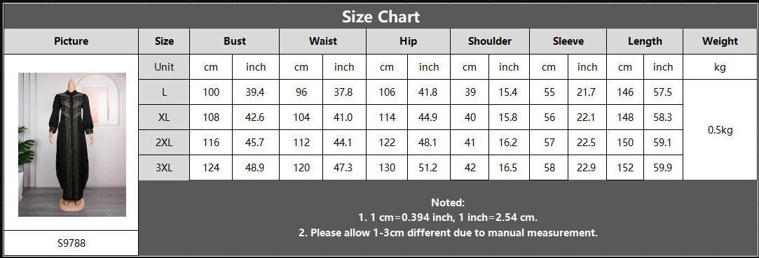 Women's Black Rhinestone Robe African Beaded Cardigan Plus Size Dress - Mubimart