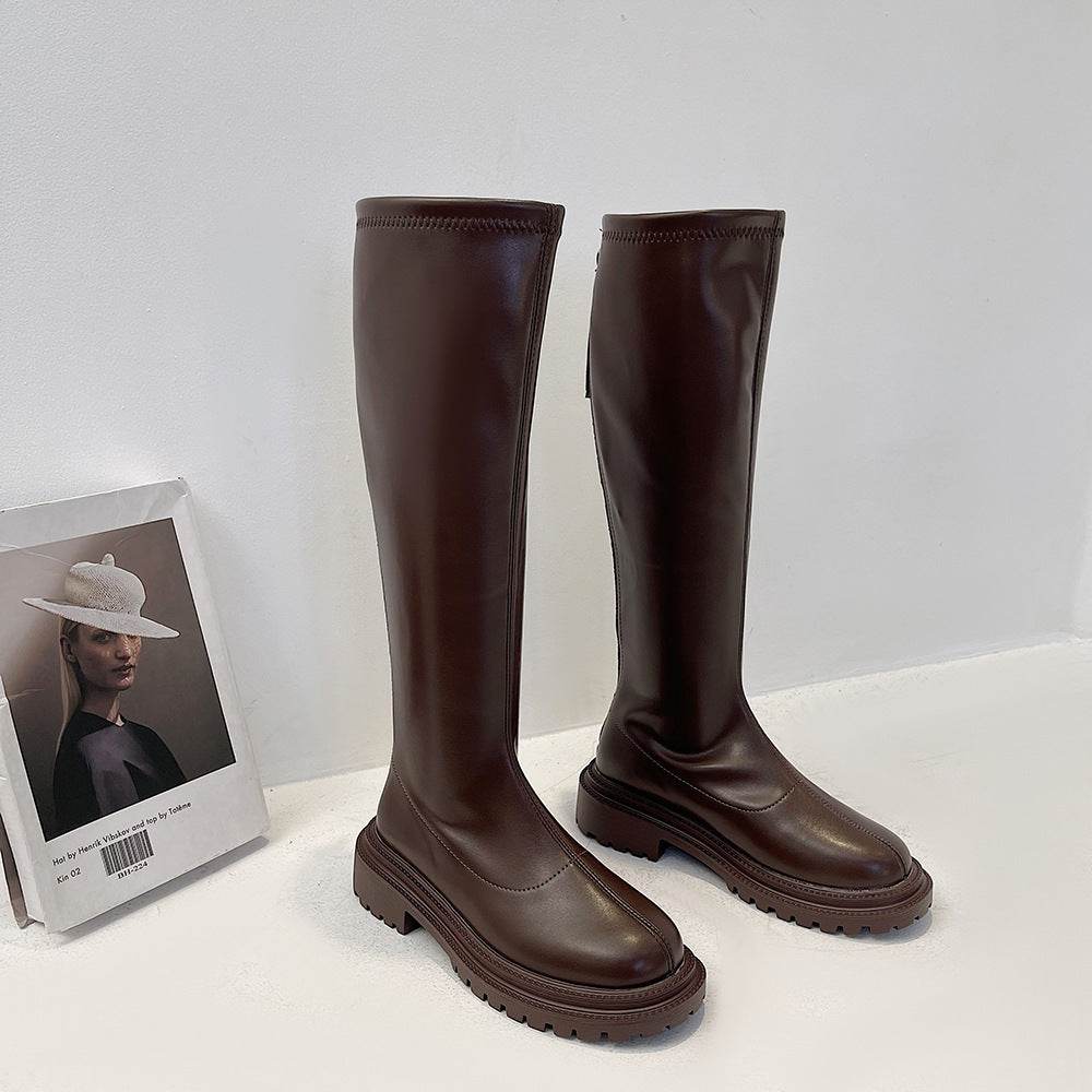 Retro All-match Slim And Tall Boots - Mubimart