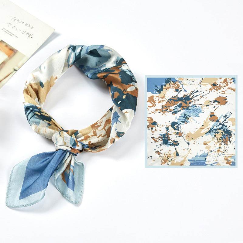 New Simulated Silk Satin Printed Scarves - Mubimart