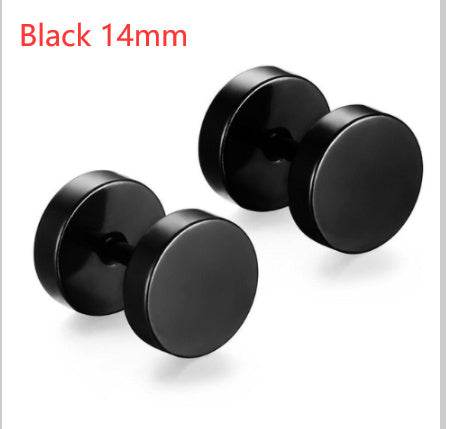 8MM Stainless Steel Earrings Women Men Gold Silver Black Barbell Ear Stud Piercing Earring Tunnel Punk Gothic Jewelry - Mubimart