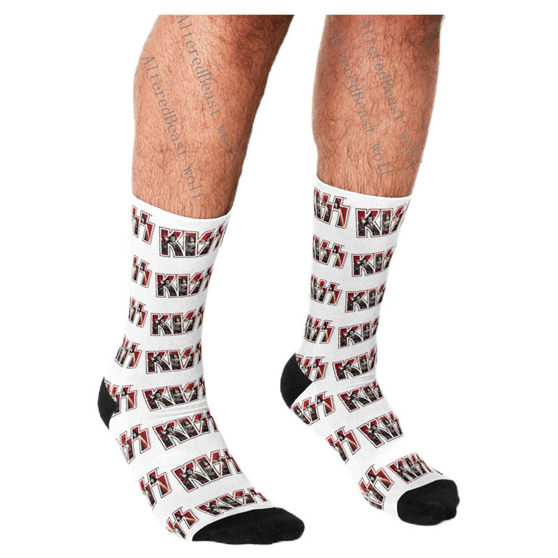 Men's Cartoon Unique Europe And America Cross Border Athletic Socks Digital Printing Lovers' Socks - Mubimart -  