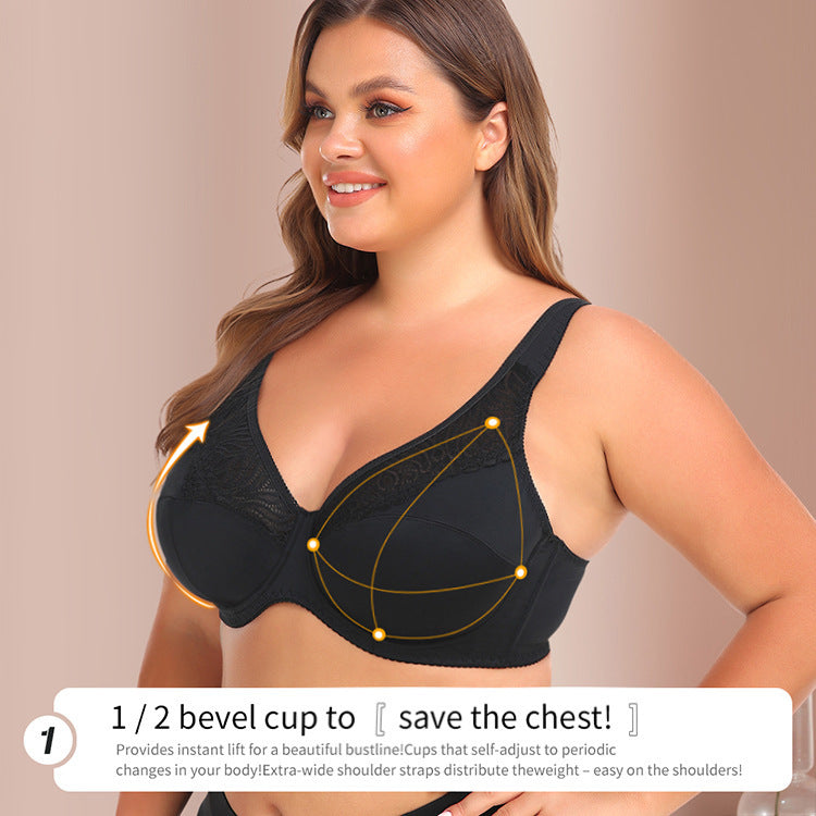 Lace Steel Ring Plus Size Women's Bra - Mubimart -  