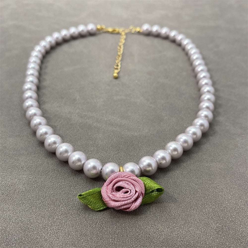 Flower Choker Pearl Necklace Graceful Mori Sweet Clavicle Chain Women - Mubimart