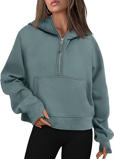 Zipper Hoodies Sweatshirts With Pocket Loose Sport Tops Long Sleeve Pullover Sweaters Winter Fall Outfits Women Clothing - Mubimart -  