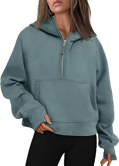 Zipper Hoodies Sweatshirts With Pocket Loose Sport Tops Long Sleeve Pullover Sweaters Winter Fall Outfits Women Clothing - Mubimart