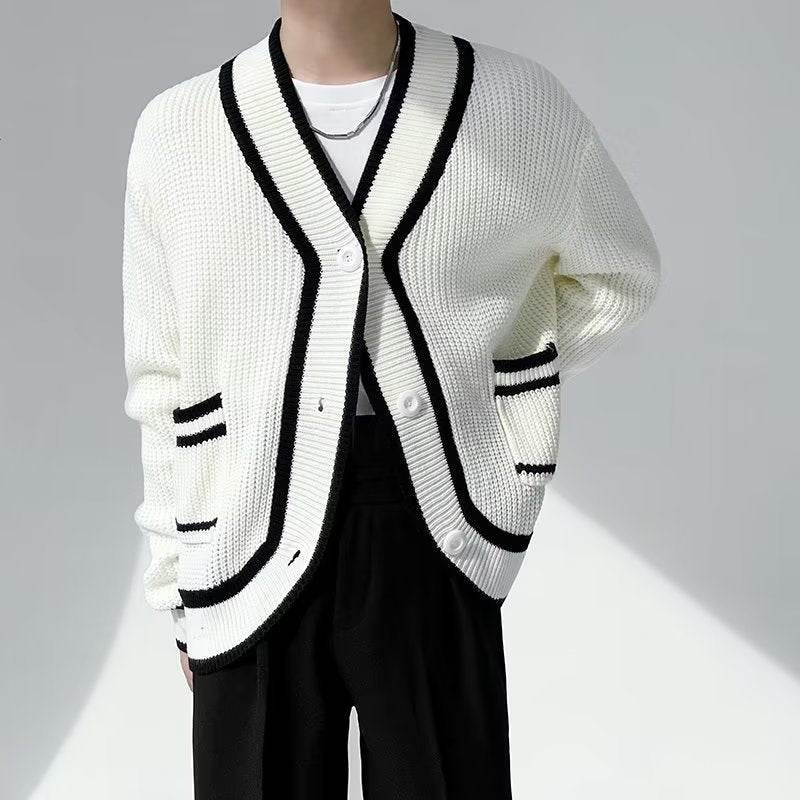 Mens Fashion Loose Sweater Cardigan Jacket - Mubimart