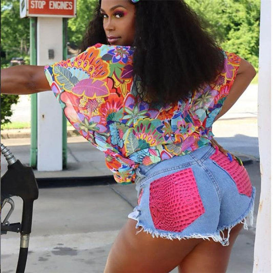 Bag Hip Tight Street Shooting Casual Denim Shorts Women - Mubimart