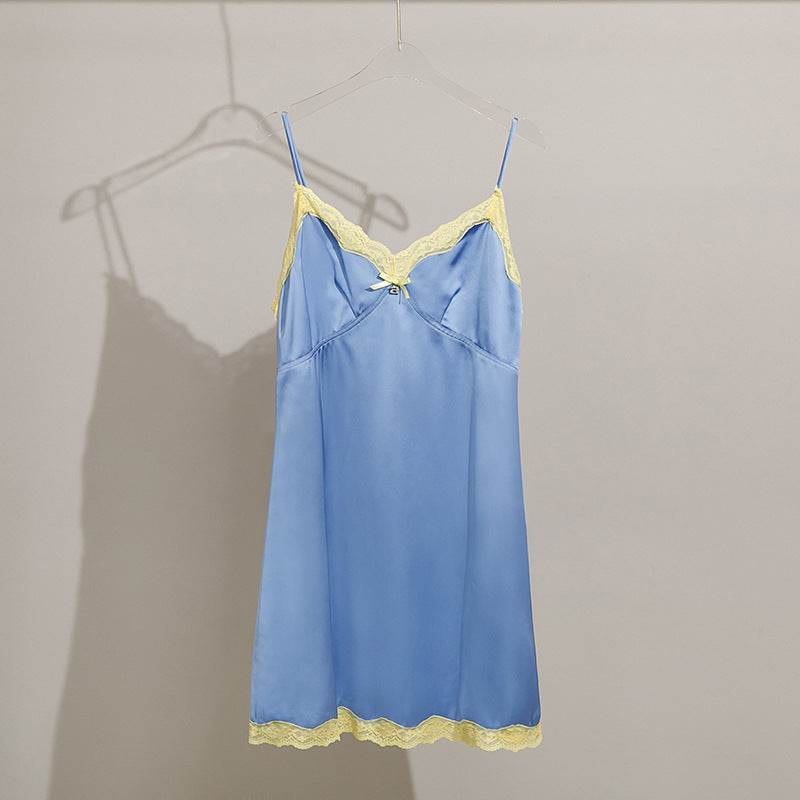 Lace Patchwork Slip Dress Lace Skirt - Mubimart