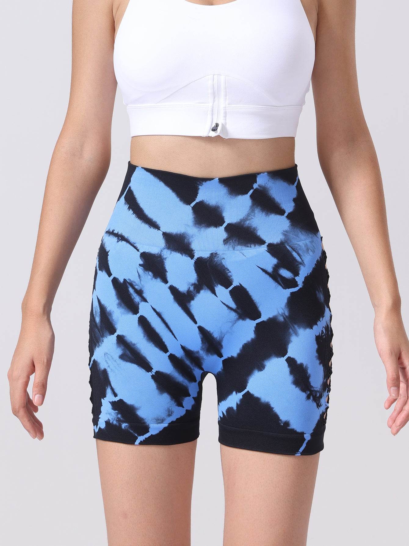 Women's Tie-dye Side Bow Hollow High Waist Hip Lifting Sports Fitness Yoga Shorts, Shorts For Women High Waist Tie Dye Workout Yoga Gym Scrunch Butt Lifting Cycling Biker Shorts - Mubimart