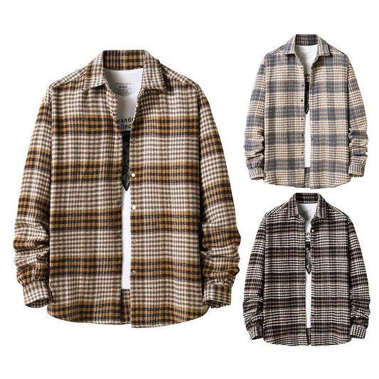 Flannel Thick Plaid Shirt Men's Style Jacket Lining - Mubimart