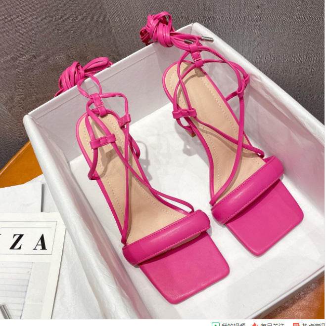 Stiletto Cutout Ankle Strap Stiletto Heels - Mubimart