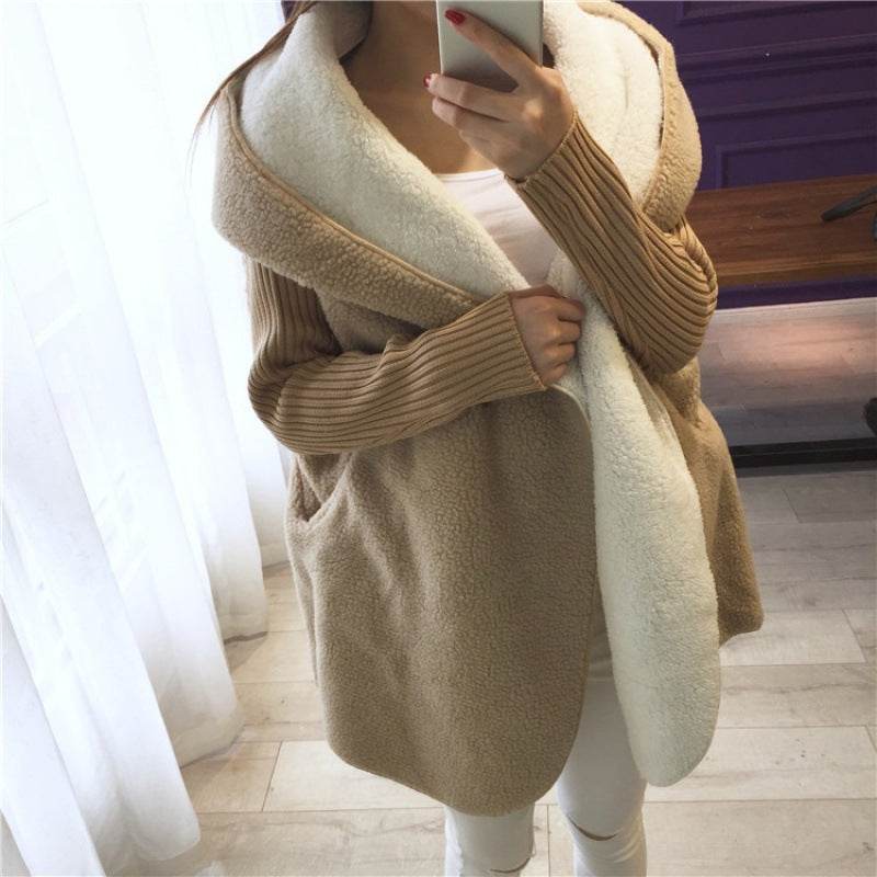 Lambs Wool Plus Size Loose Sweater Cardigan - Mubimart