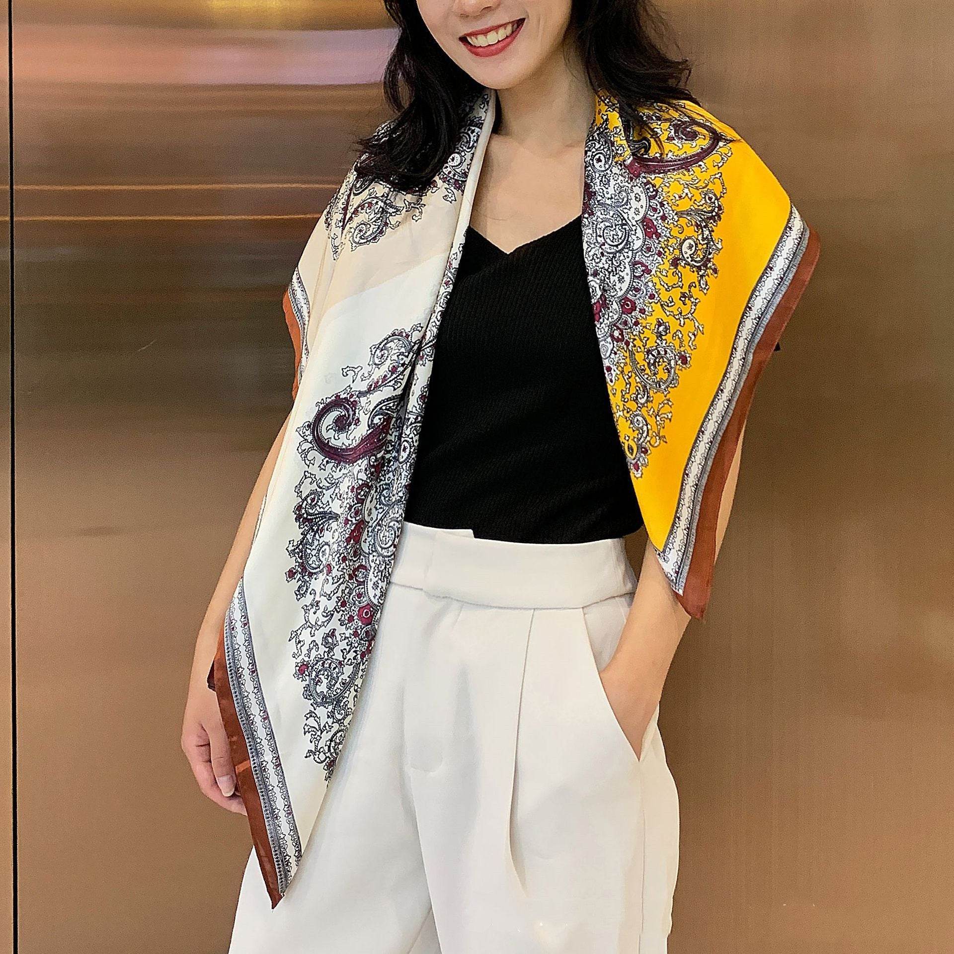 Fashion Silk Scarves Female Printing Hijab - Mubimart