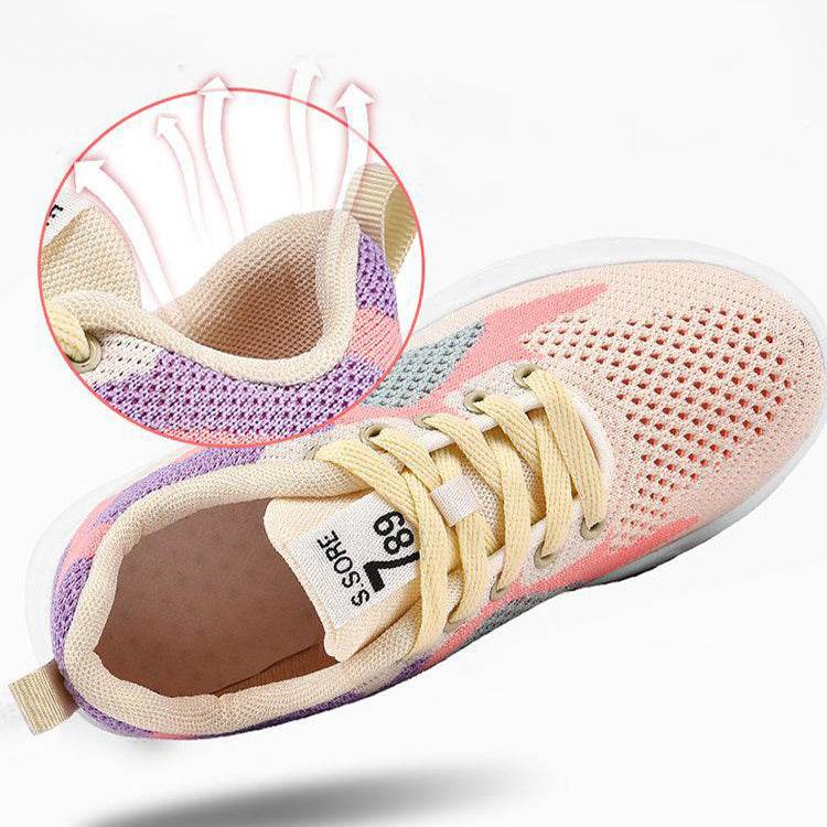 Casual Colorblock Lace-up Sneakers Women Versatile Breathable Lightweight Walking Running Shoes - Mubimart
