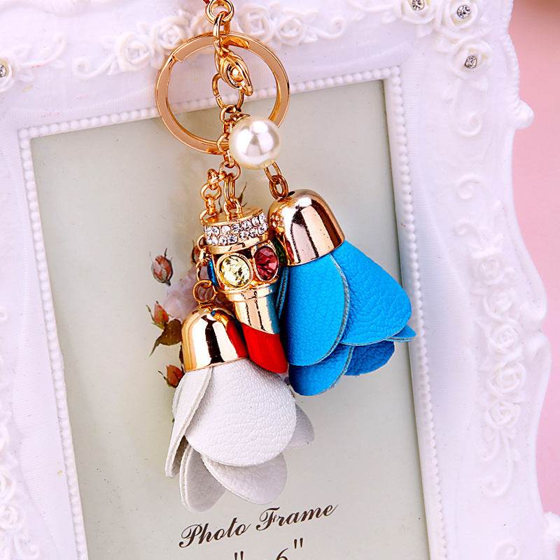 Rhinestone Satchel Car Key Ring Female - Mubimart