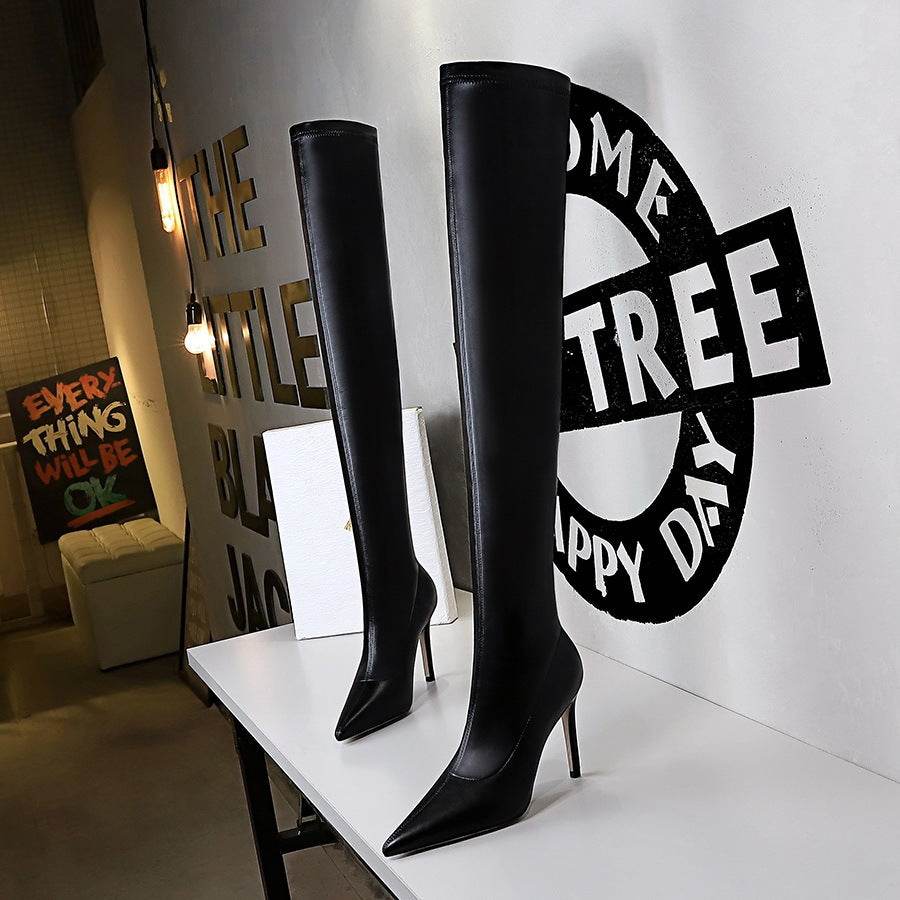 Stiletto Pointed Toe Over-the-knee Boots - Mubimart