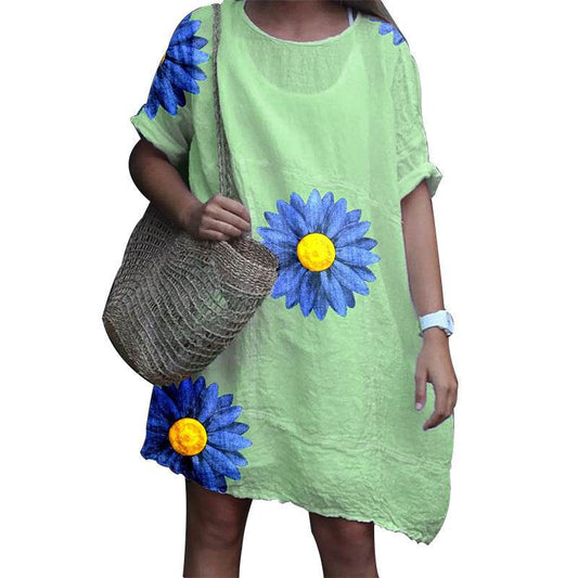 Women's Plus Size T-shirt Printed Dress - Mubimart