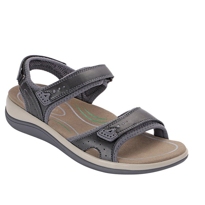 Casual Comfort Flat Fish Mouth Hollow Velcro Beach Sandals