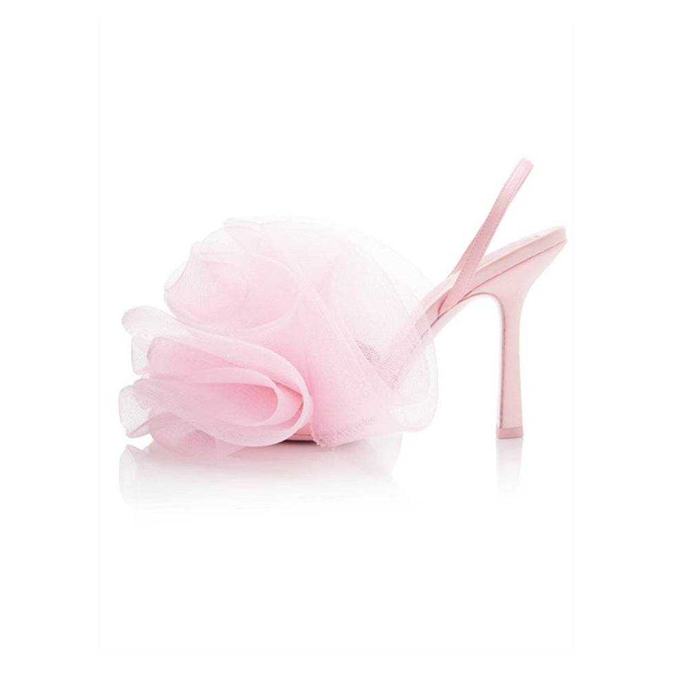 Mesh Bath Ball Flower Ankle-strap Stilettos High Heels - Mubimart
