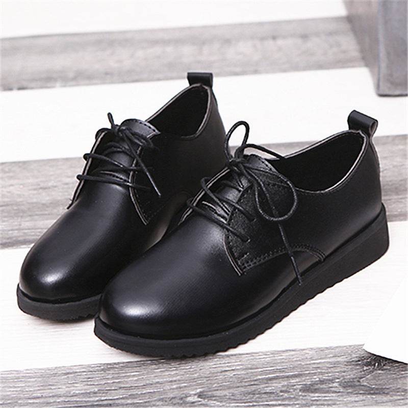 Black Flat-bottomed Round Toe Professional Work Shoes Women - Mubimart