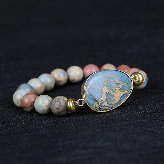 Retro Shoushan Stone Bracelet Men And Women Beaded Natural Stone - Mubimart