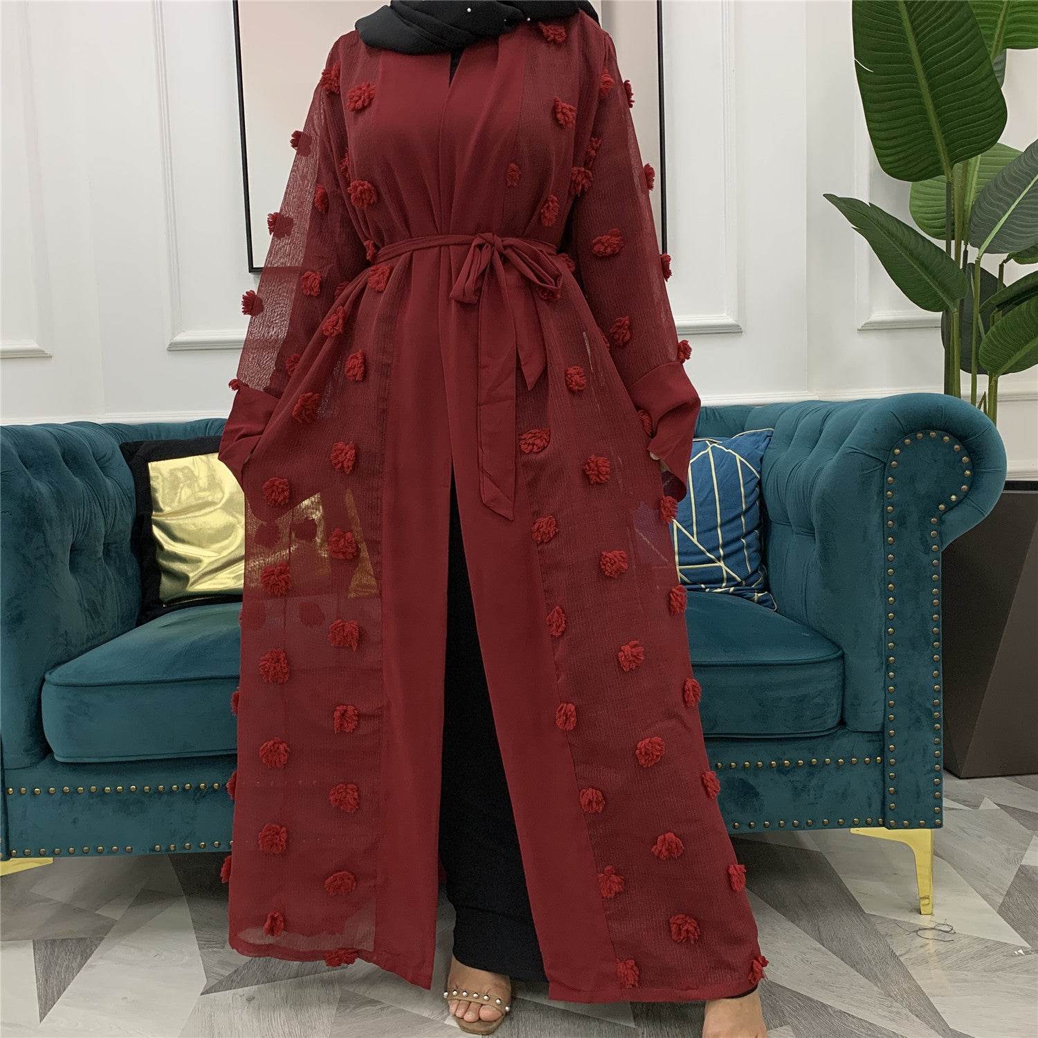Mesh Loose Lace Long Sleeve Cardigan Robe For Women - Mubimart