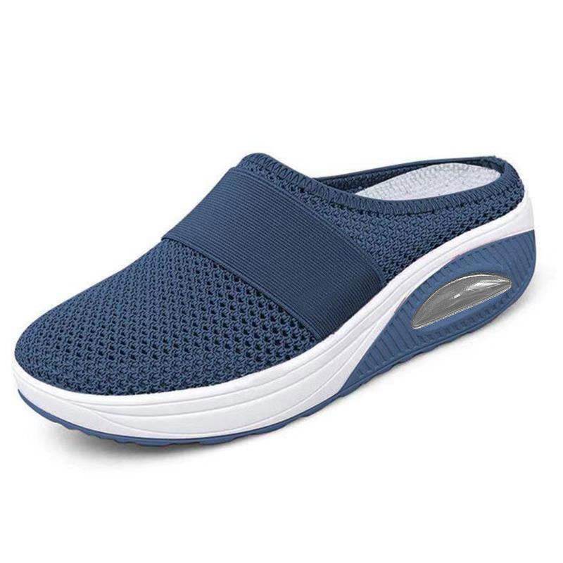 New Women's Slipper Head Large Size Thick Sole Sandals Platform Breathable Mesh Flat Shoes Women Flip Flops - Mubimart