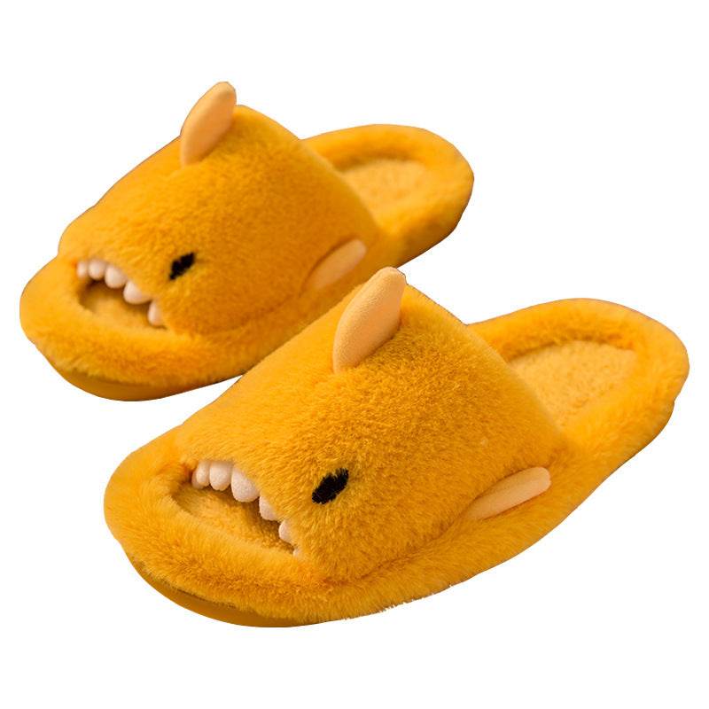 Shark Slippers Fluffy Slippers For Women Couple House Shoes Winter - Mubimart