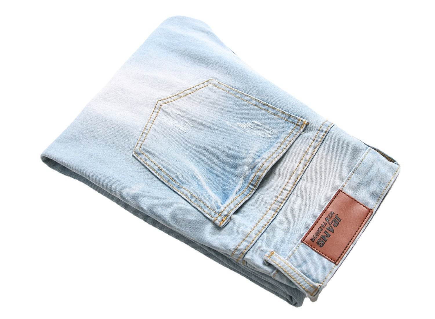 Men's Jeans Slim Fit Straight Ripped - Mubimart