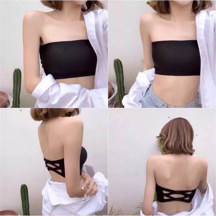 Strapless Ice Silk Bra And Undershirt Chest Wrap Breathable Underwear - Mubimart