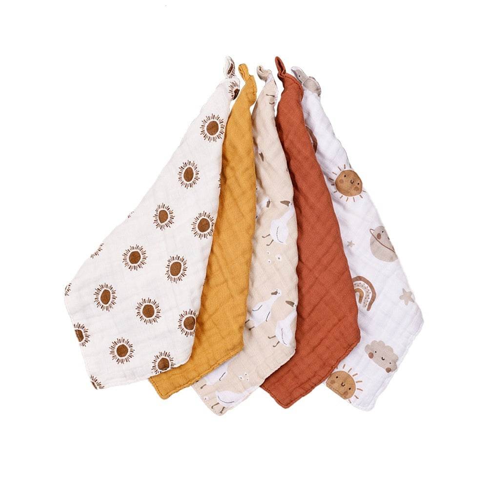 Four-layer Bamboo Fiber Saliva Towel Baby Burp Water-absorbing Bib Can Be Hung - Mubimart