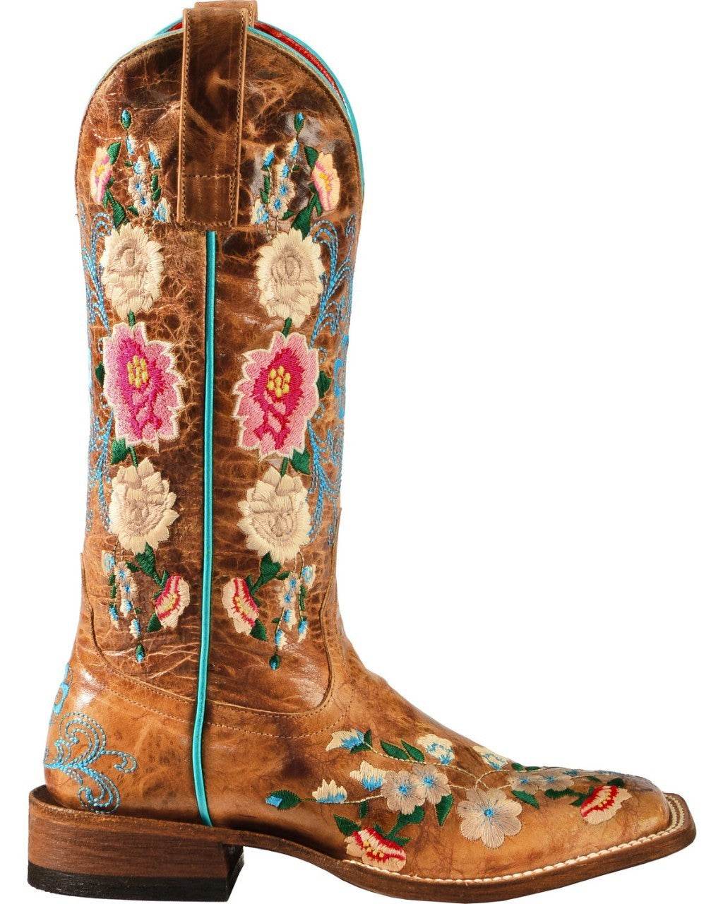 New Lady's Flower Vintage Knight Boots Tall Brown Artificial Pu Fashion Boots - Mubimart