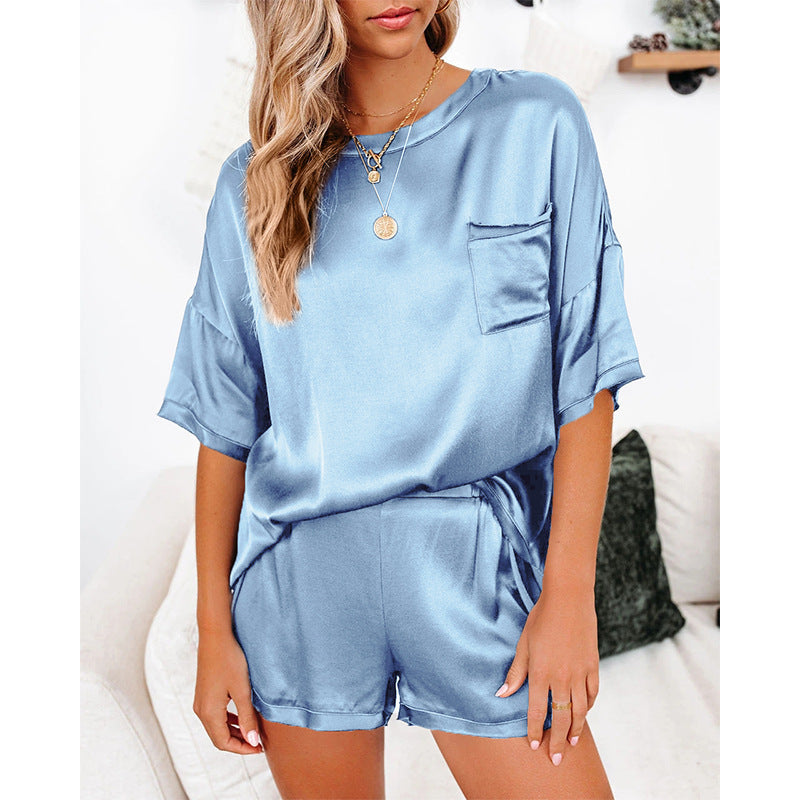 Pajama Set Short Sleeve Sleepwear Women Home Clothing - Mubimart -  