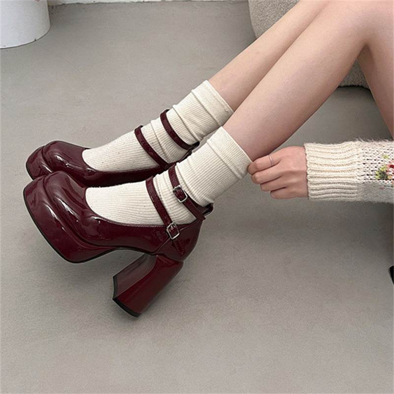 French High Heel Mary Jane Shoes Women - Mubimart